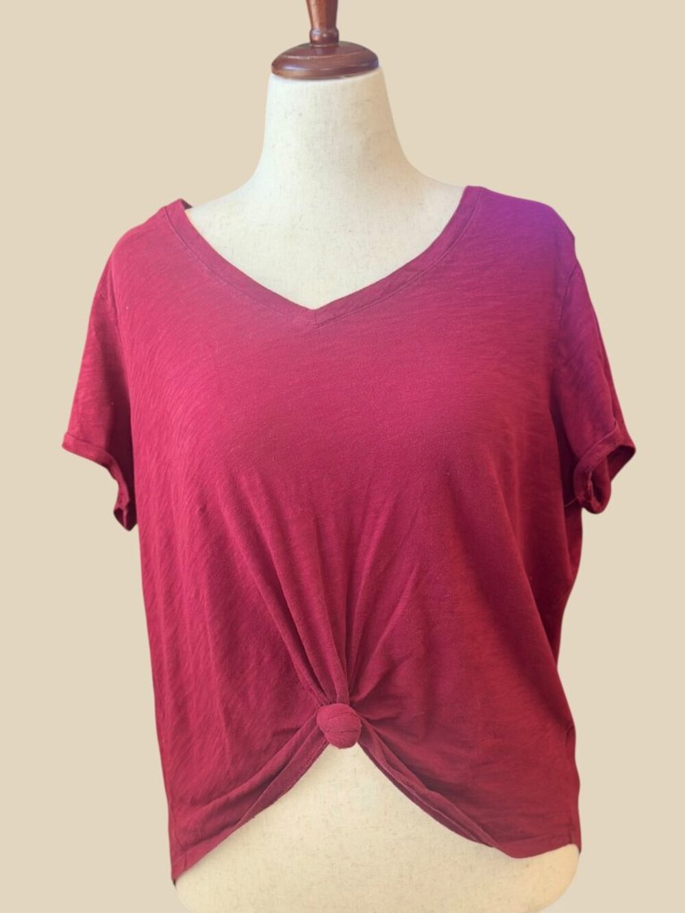 Old Navy Burgundy Knot Front Tee XL